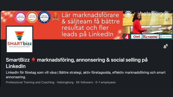 smartbizz företagssida LinkedIn exempel