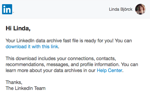 exportera kontakter LinkedIn