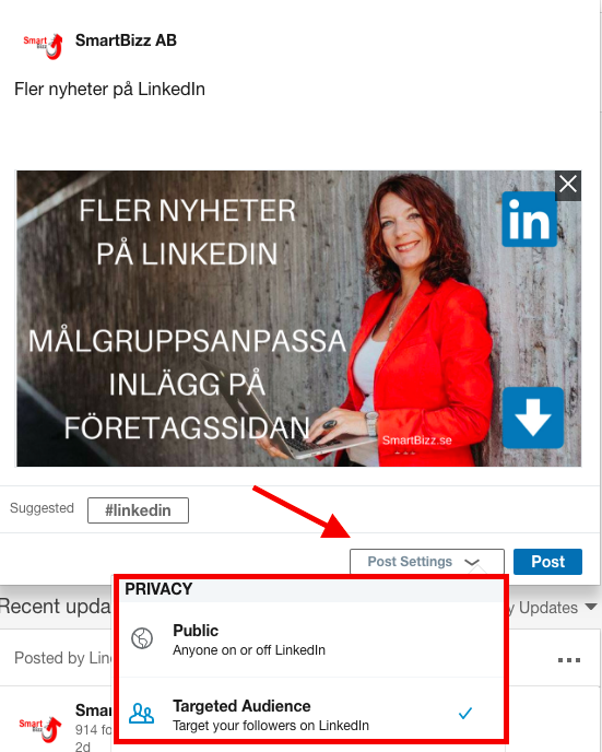 målinriktade inlägg LinkedIn