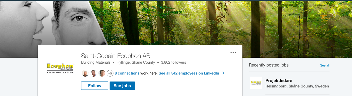 Ecophon företagssida LinkedIn