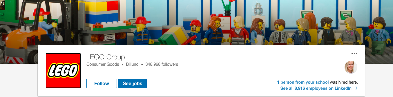 Lego företagssida LinkedIn