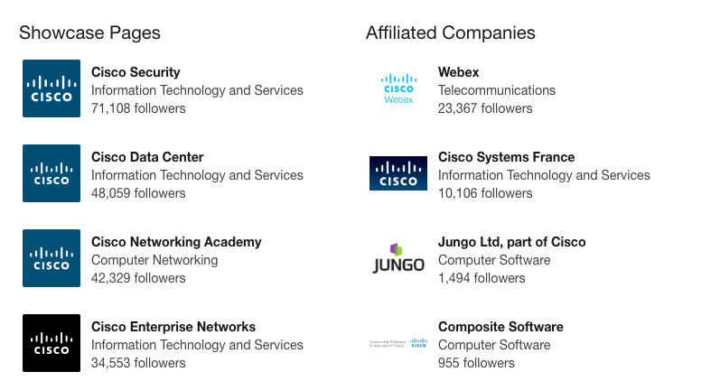 Cisco företagssida LinkedIn