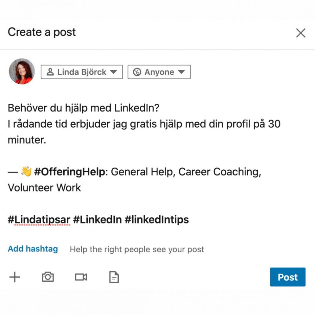 offerering help LinkedIn