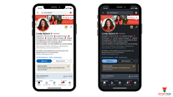 mörkt läge LinkedIn