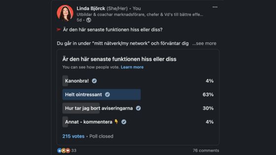 fråga till inlägg LinkedIn