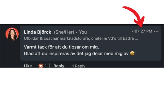 nyhet LinkedIn - tidstämpel