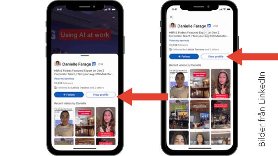 fullskärmsläge video linkedin