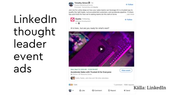 LinkedIn thought leader event ads