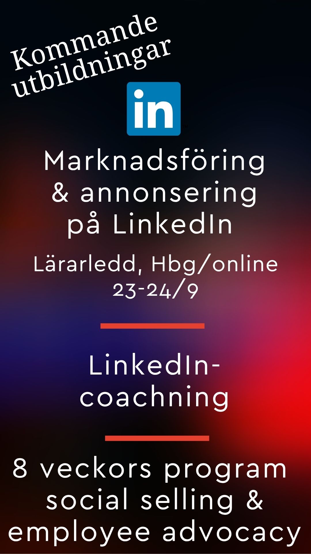 Kommande utbildningar Kommande LinkedIn utbildning 2026